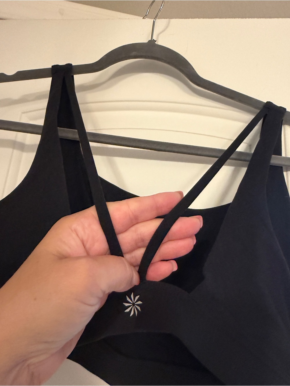 Athleta Black Exhale Bra with Thin Straps